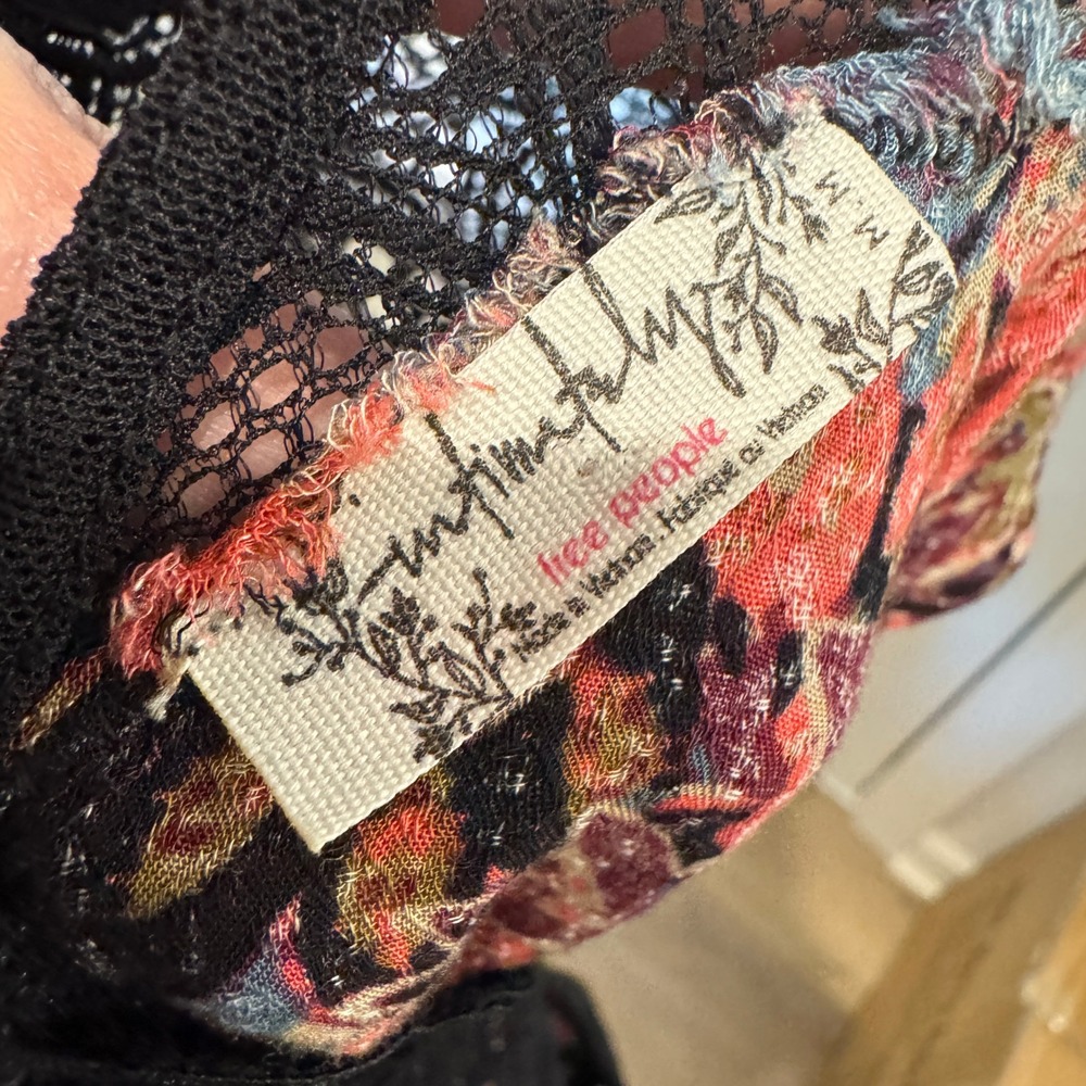 Free People Intimately Black Floral Paisley Lace Mock Neck Mini Dress Medium EUC - Picture 4 of 7